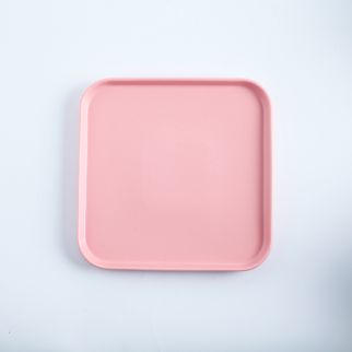 Square Ceramic Pizza Plate, 8 Inches, Pink Color