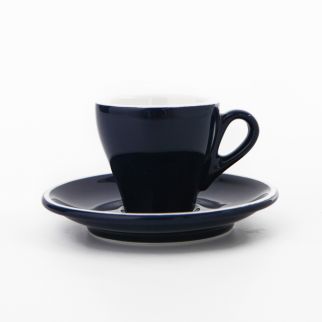 Blue Glaze Ceramic Cup and Saucer, 90ml: Enjoy your favorite beverages in this charming blue-colored ceramic cup and saucer set.