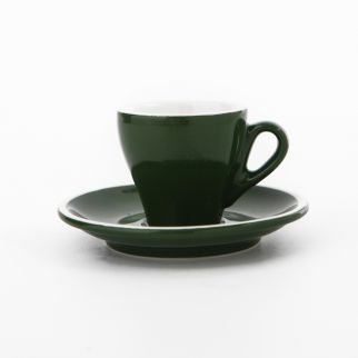 Green Glaze Ceramic Cup and Saucer, 90ml: Enjoy your favorite beverages in this charming green-colored ceramic cup and saucer set