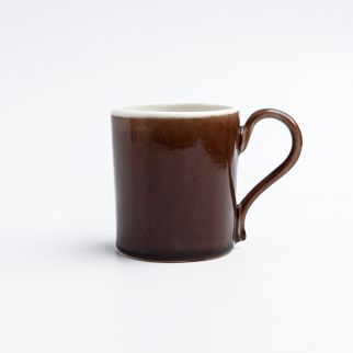 300cc Ceramic Deformation Mug: Enjoy your favorite beverages in this uniquely shaped and stylish ceramic mug Dark Brown Color