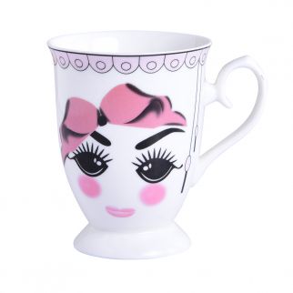 300 ML Red Face Girl Ceramic Mug: Enjoy your favorite beverages in this charming and uniquely designed ceramic mug Design Style 1