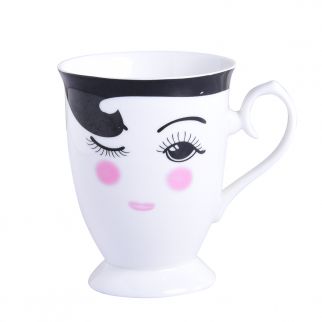 300 ML Red Face Girl Ceramic Mug: Enjoy your favorite beverages in this charming and uniquely designed ceramic mug Design Style 3