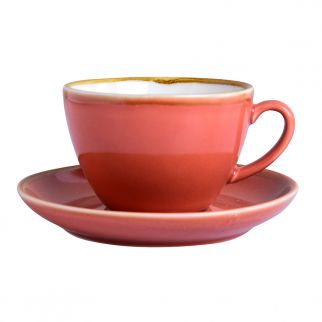 320ml Orange Ceramic Coffee Cup And Saucer: Start your day with a splash of color using this vibrant set