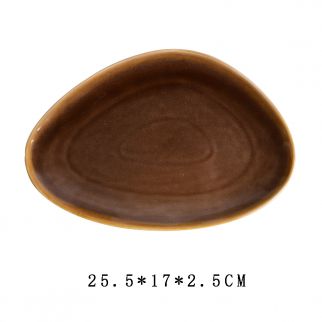Oval Triangle Ceramic Plate, 25.5cm, Color E