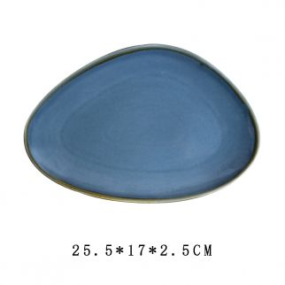Oval Triangle Ceramic Plate, 25.5cm, Color D