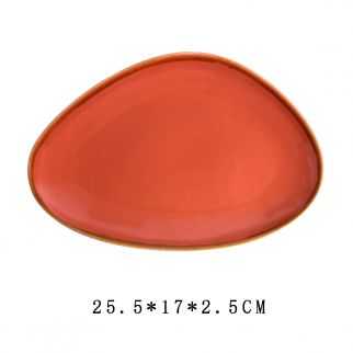 Oval Triangle Ceramic Plate, 25.5cm, Color A