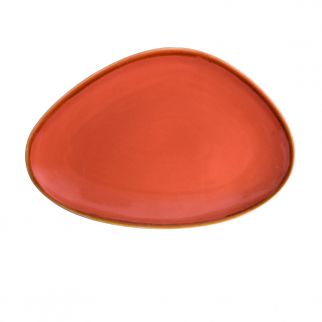 Glazed and Painted Ceramic Plate with Edges, Diameter: 35.5cm, Color D