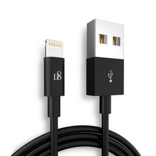 Black lightning data sync charging cable for Apple devices