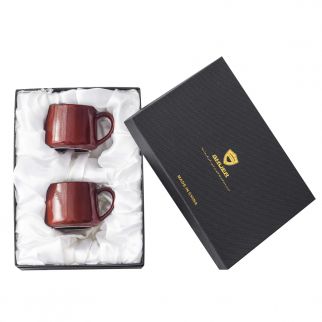 Two-Piece 300ml Ceramic Necked Mug: Enjoy your favorite beverages in style with this elegant ceramic mug set Color E