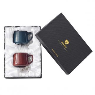 Two-Piece 300ml Ceramic Necked Mug: Enjoy your favorite beverages in style with this elegant ceramic mug set Color C