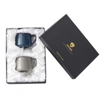 Two-Piece 300ml Ceramic Necked Mug: Enjoy your favorite beverages in style with this elegant ceramic mug set Color B