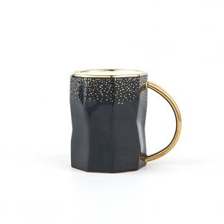 Ceramic Mug with Irregular Design, 280ml Capacity Black Color