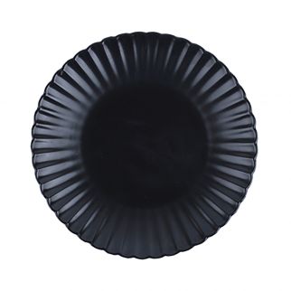 Black Chrysanthemum Round Flat Plate: This 8-inch ceramic plate showcases a striking chrysanthemum pattern in sleek black color