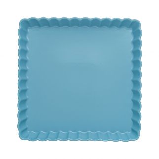 10-Inch Chrysanthemum Square Pizza Plate for serving delicious pizzas and snacks with style and elegance in your home or restaurant, Blue Color