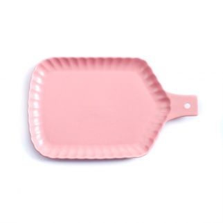 Chrysanthemum Rectangle Plate with Handle, 10 Inches, for serving appetizers, desserts, or snacks with elegance and style