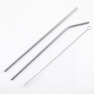 3-Piece Silver Stainless Steel Drinking Straw Set: Enjoy your beverages sustainably with this reusable and durable straw set