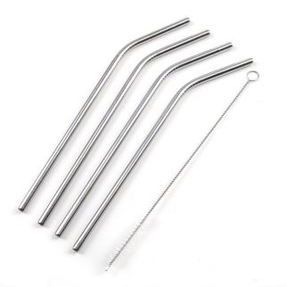 5-Piece Silver Stainless Steel Drinking Straw Set: Ditch single-use plastics with this eco-friendly and reusable straw set Design 2