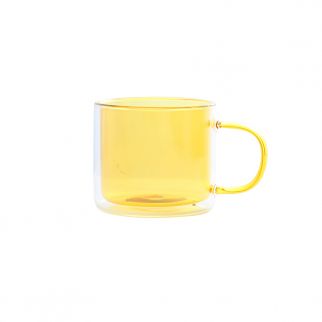 250ml Double-Walled Glass Cup with Handle: Enjoy Your Favorite Beverage in Style with This Colorful and Functional Glass Cup Orange Color