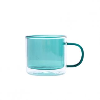 250ml Double-Walled Glass Cup with Handle: Enjoy Your Favorite Beverage in Style with This Colorful and Functional Glass Cup Blue Color