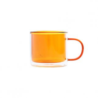 250ml Double-Walled Glass Cup with Handle: Enjoy Your Favorite Beverage in Style with This Colorful and Functional Glass Cup Yellow Color