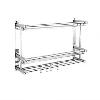 Stainless Steel Double Shelf: Organize Bathroom Essentials with this Durable and Space-Saving Storage Solution