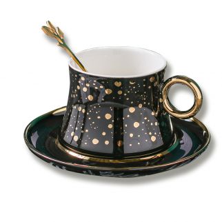Golden Starry Sky Coffee Cup and Saucer Set: Elevate Your Coffee Experience with This Elegant 250ml Set