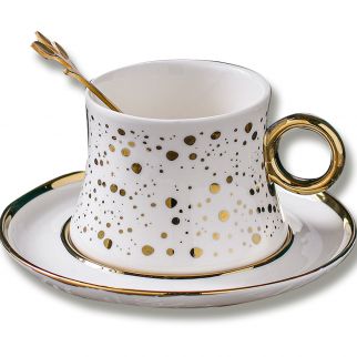 Golden Starry Sky Coffee Cup and Saucer Set: Elevate Your Coffee Experience with This Elegant 250ml Set Color B