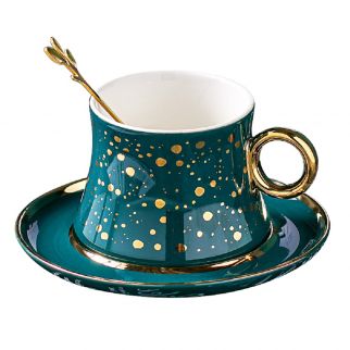 Golden Starry Sky Coffee Cup and Saucer Set: Elevate Your Coffee Experience with This Elegant 250ml Set Color C