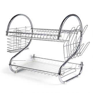 2-Layer Dish Rack in Sleek Silver: Organize Your Kitchen with This Practical and Stylish Dish Rack