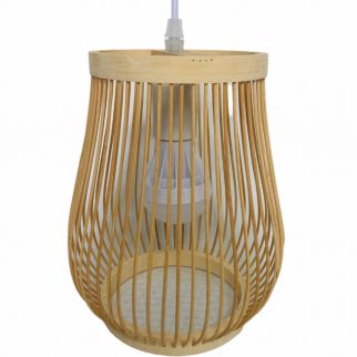Beige Rattan Pendant Lamp: Elegant Lighting Fixture for a Warm Ambiance, Measures 20 by 23 Centimeters