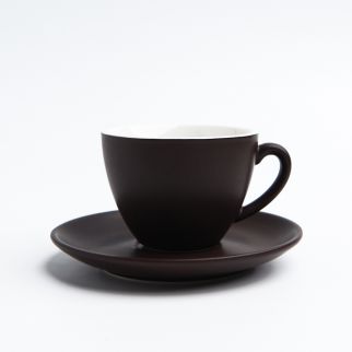 Matte glaze ceramic coffee cup and saucer set, 200cc capacity, ideal for serving your favorite coffee in style 2