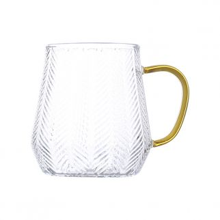 Glass wheat ear cup with a 320 ml capacity and a convenient handle for comfortable use