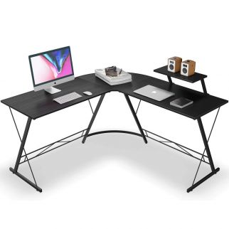 Minimalist L-Shaped Computer Desk for Home Office Setup with Sleek Design and Ample Workspace