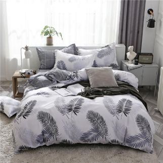4-Piece Bedding Set made of luxurious cotton and soft microfiber, including 1 duvet/quilt cover, 1 flat sheet, and 2 pillowcases. Suitable for King-sized 2.2m bed (220*240cm) Variant C