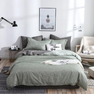 4-Piece Bedding Set made of luxurious cotton and soft microfiber, including 1 duvet/quilt cover, 1 flat sheet, and 2 pillowcases. Suitable for King-sized 2.2m bed (220*240cm) Variant D