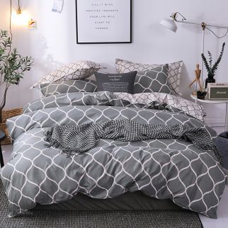 6-Piece Bedding Set crafted from Luxurious Cotton and Soft Microfiber, comprising 1 Duvet/Quilt Cover, 1 Flat Sheet, and 4 Pillowcases. Suitable for King-sized 2.2m bed (230*250cm) Pattern C