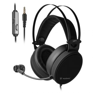 N7 over-ear gaming wired headphones with deep bass and noise-canceling microphone, compatible with PC, Mac, PS4, PS5, Switch, and Xbox One
