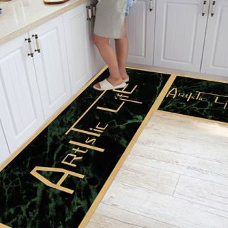 Multicolored kitchen floor mat set, including one piece measuring 40cm x 60cm and another measuring 40cm x 120cm Style 2