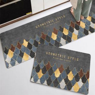 Multicolored kitchen floor mat set, including one piece measuring 40cm x 60cm and another measuring 40cm x 120cm Style 1