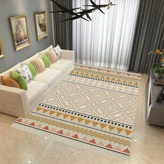 Rectangular soft-touch carpet in multicolor, ideal for adding warmth and style to your space - measuring 200 x 300 centimeter Pattern C