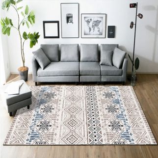 Rectangular soft-touch carpet in multicolor, ideal for adding warmth and style to your space - measuring 160 x 230 centimeters Pattern E