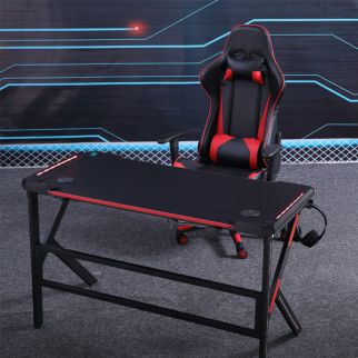 Enhance your gaming setup with this professional K-shaped gaming desk featuring RGB lighting and a convenient headphone holder, sized at 1.2 meters Model 2