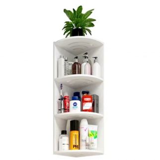 Organize your bathroom essentials with this white 4-tier corner rack
