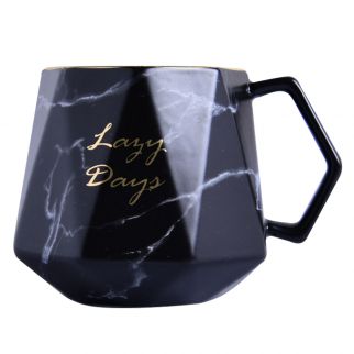 Marble Cup with a Fashionable Diamond Design: Elevate your drinkware with this stylish cup featuring a diamond-inspired marble pattern, Black Color