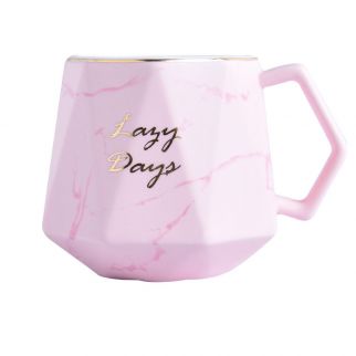 Marble Cup with a Fashionable Diamond Design: Elevate your drinkware with this stylish cup featuring a diamond-inspired marble pattern, Pink Color