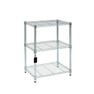 Adjustable wire shelving steel storage rack with five shelves, suitable for laundry, bathroom, kitchen, pantry, or closet organization Model C