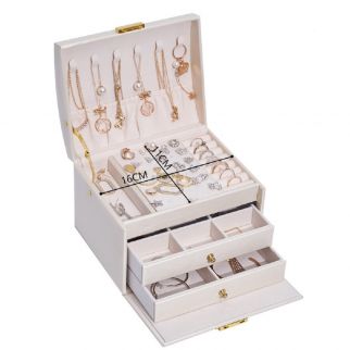 Craft your jewelry organization solution with the versatile three-layer drawer-type storage box Model A