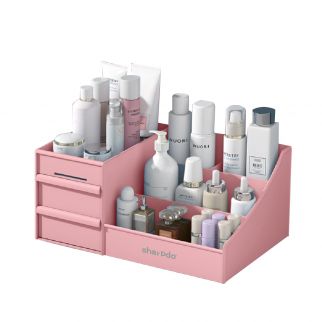 Organize your cosmetics efficiently with this plastic drawer-type cosmetic storage box Model A