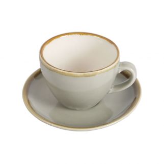 320ml Kiln Coffee Cups and Saucers: Stylish Ceramic Set for Enjoying Your Favorite Brew in Comfort and Style, Color Biege