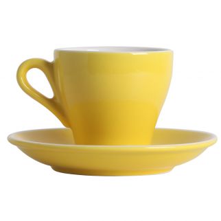 90 ml Glazed Coffee Cup and Matching Dish Set, Ideal for Enjoying a Perfectly Brewed Espresso or Turkish Coffee, Yellow color